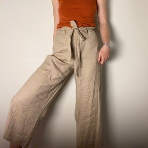 Paper bag front tie pants